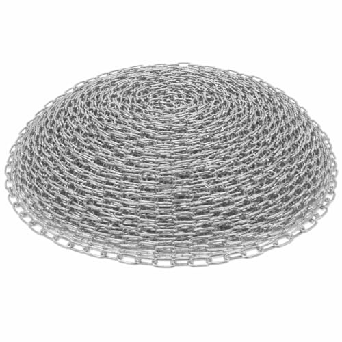 Houseables Chain Link, Small Chain, Galvanized Iron Metal, for Hanging, Hanging Plants, Bird Feeder, Picture, Light Duty, Stained Glass, Hobby, Lamp, Planters, Fixture, Basket, Pot, Ceiling, 100 Feet