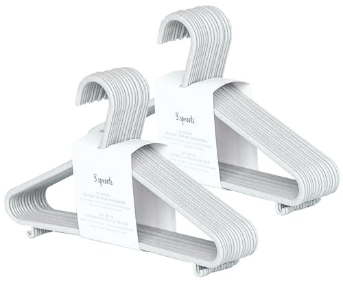 3 Sprouts - Perchas Infantiles - Perchas para Ropa de Bebé y Niños, Perchas de plástico de Paja de Trigo, Pack de 30 - Gris