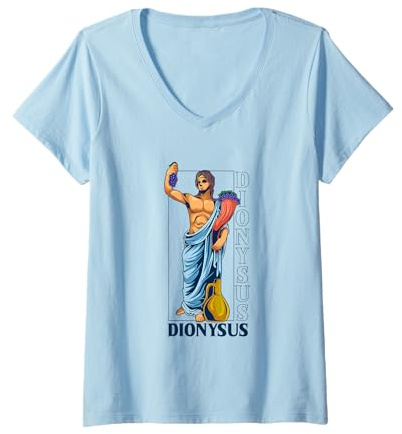 Femme Dieu Antique aux Raisins - Dionysus T-Shirt avec Col en V