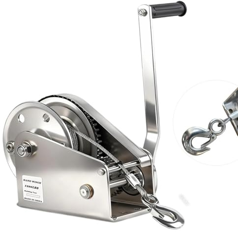 YAOYAOO Handseilwinde 500 kg, 10 m Stahlseil mit Kurbel | Edelstahl Bootswinde, drehfreies Drahtseil, ergonomischer Griff, geeignet für Anhänger, Boote, ATV und den Außeneinsatz