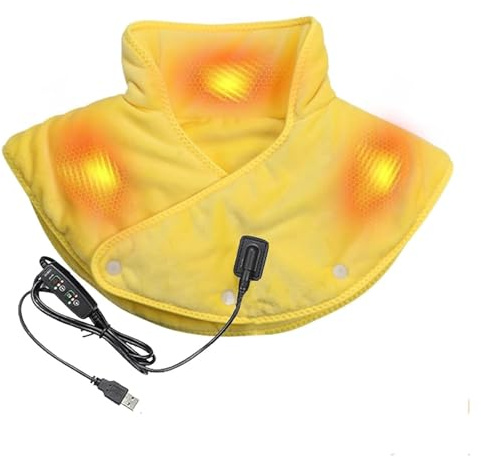 Calentador de cuello, almohadilla térmica con peso for aliviar el dolor de cuello y hombros, compresa caliente for hombros(Yellow)