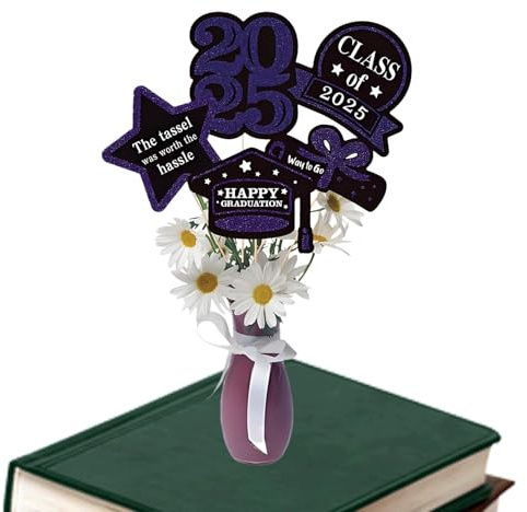 YRYRYW Graduation Vas | Class Of 2025 Graduation Centerpiece Sticks,College Celebration Foto Bakgrundsrekvisita, Skrivbordsdekor för klasssammankomster, sovsal Household faucets