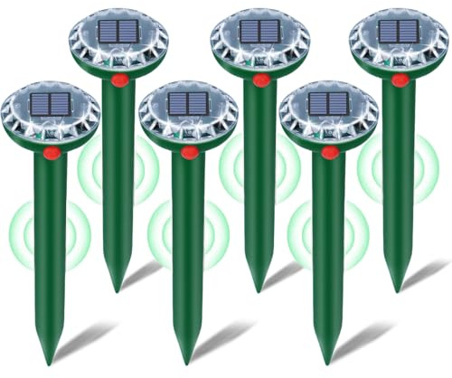 6 Pezzi Scaccia Talpe Ultrasuoni Solare,Dissuasori per Talpe Professionali,Scaccia Talpa con IP65 Impermeabile,Respinge Serpente,Gopher per Giardini e Prati