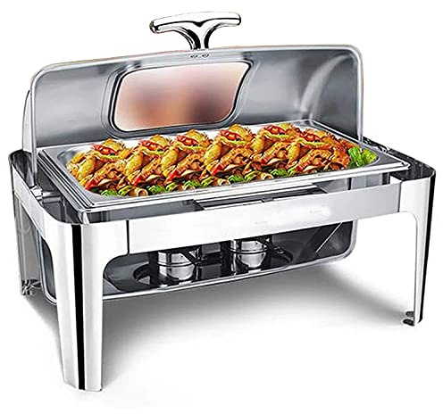 Calentador de alimentos para bufé, recipiente de acero inoxidable con bandejas de catering, bandeja de agua y soportes de combustible para eventos y reuniones