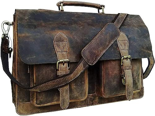 Dhk Devil Hunter Killer 16 Zoll Laptop Tasche Männer Umhängetaschen Herren Arbeitstaschen Aktentasche Ledertasche Messenger Bag Notebooktasche Schultertaschen, Braun