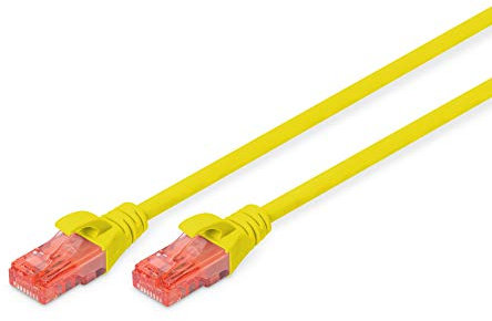 DIGITUS CAT 6 Cavo patch U-UTP, 1m, cavo di rete LAN DSL Ethernet, LSZH, rame, AWG 26/7, giallo, Cat-6 - 1 m, Cavo patch - U-UTP - LSZH