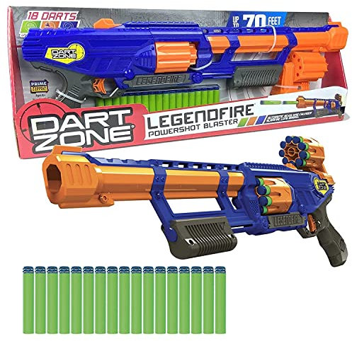 Dart Zone Legendfire Pump-Action Powershot Blaster - Spielzeugpistolen für 8+ Jahre - Inkl. 18 Waffel Tip Patronen - Kompatibel Schaumstoffpfeilen und den meisten Nerf Pfeilen