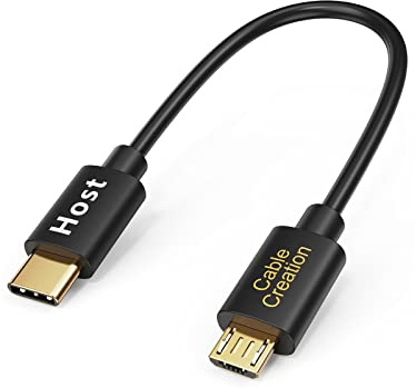 CableCreation USB C auf Micro USB Kabel OTG, 20cm (Typ-C) zu USB 2.0 Micro-USB-Kabel, USB-C kurzes Kabel für Apple MacBook, Chromebook Pixel, Android Phones, Galaxy S8/S8 Plus usw, Schwarz