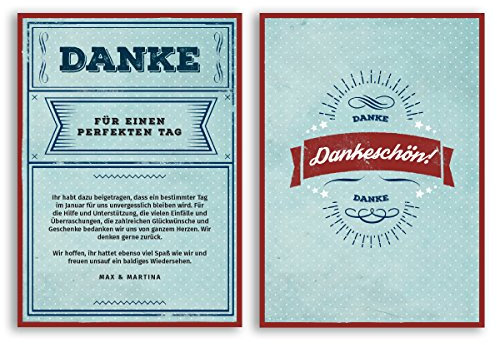(50 x) Danksagungskarten Retro Vintage Danksagung Danke Dankeskarte 50er Karte