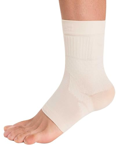 Zensah Ankle Support - Compression Ankle Brace - Great for Running, Soccer, Volleyball, Sports - Ankle Sleeve Helps Sprains, Tendonitis, Pain, Beige, Medium