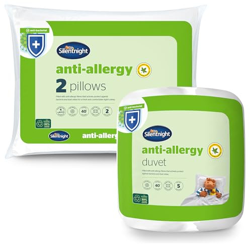 Silentnight Anti Allergy 10.5 Tog Duvet and Pillow Pair Bundle - All Year Round Winter Quilt Duvet & Pillows Anti-Bacterial and Machine Washable with Allergy UK Approved Anti Allergy Fibres - King