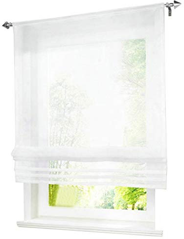 BAILEY JO 1er-Pack Raffrollo mit Tunnelzug Gardinen Transparent Voile Vorhang (BxH 60x155cm, weiß)