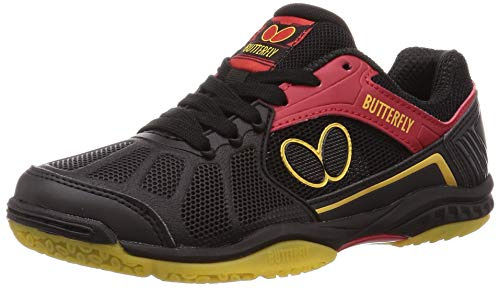 Butterfly Men's Lezoline Rifones Shoes - Table Tennis Shoes for Men or Women - Athletic Support, Flexibility, Shock Absorbing Cushion, Gripping Ping Pong Shoe, Black, 7.5