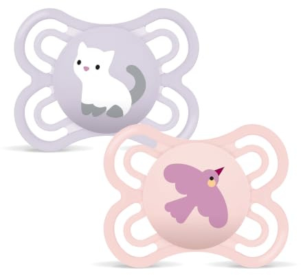 MAM Perfect Schnuller für Babys von 2-6 Monaten, mattes Rosa, 2 Stück | Extra dünner und flexibler Sauger aus Skin Soft Silikon, leicht anzunehmen, mit selbststerilisierender Box