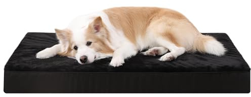 KSIIA Panier Chien XL, 104x68cm, Coussin Déhoussables pour Chien Grande Taille, Lit Chien Orthopédique, Tapis Matelas Chien, Dog Bed Housse Amovible et Lavable en Machine, Fond Antidérapant, Noir