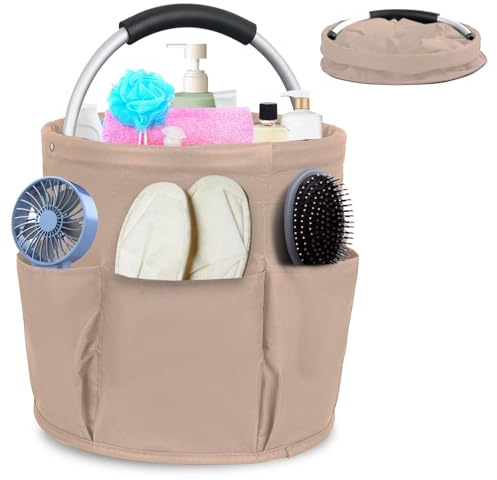 WANDGU Organizer per la pulizia: cestino per la pulizia con manico, contenitore pieghevole per la pulizia, 28 x 28 cm, borsa per attrezzi da giardino con 6 tasche esterne, adatto per il giardino, il