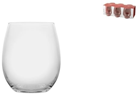 H&H Confezione 6 Bicchieri Vinissimo in Vetro Trasparente 39 cl – Eleganti e Resistenti – Idonei al Lavaggio in Lavastoviglie