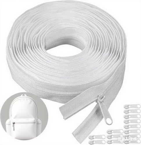 Duoleimi Ändlös dragkedja med dragkedja, oändlig dragkedja med dragkedja, metalldragkedja ändlös 20 m lång 2,5 cm bred per meter med 20 ändstycken