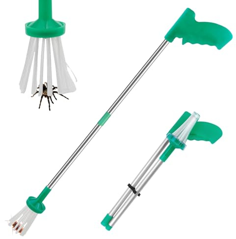 Spinnenfänger Extra Lang,Spinnenfänger mit Langem Griff 85cm,Spinnengreifer mit Klappgriff,Spider Catcher,Berührungsloser Insektenfänger,Sicheren Fangen und Freilassen von Spinnen