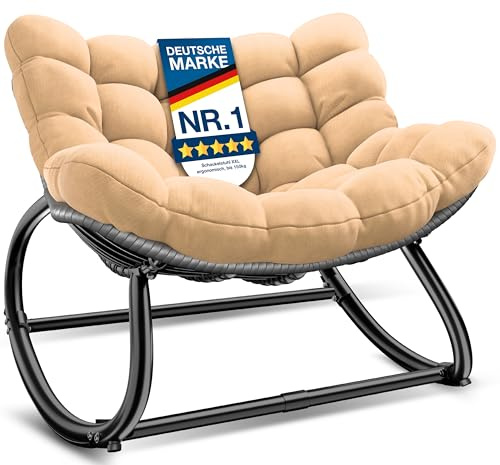 KESSER Mecedora ergonómica para interior y exterior, carga máxima de 120 kg, sillón relax con pies antideslizantes, resistente a la intemperie