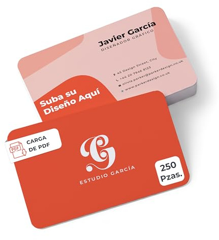 Tarjetas de Visita Personalizadas con Esquinas Redondeadas, Impresión con Logo, Foto o Texto, Pack de 250, Papel 300 g/m² Acabado Mate, 85 x 55 mm, Impresión a Doble Cara, Para Empresas y Eventos