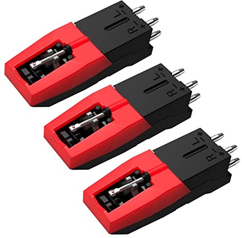DIGITNOW Skivspelarnålar, stylus ersättningsnålar med patron, skivspelare, diamant ersättningsstylus för vinylskivspelare, vintage LP, fonograf, 3-pack