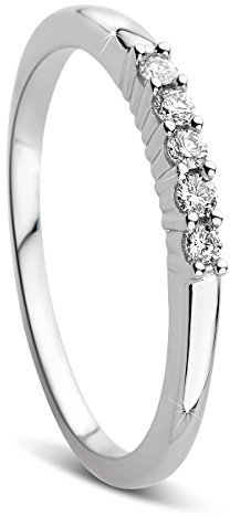 Orovi Damen-Ring Memoire Hochzeitsring Weißgold 9 Karat (375) Diamant 0.10 carat Verlobungsring Diamantring