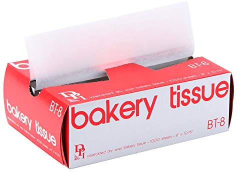 Durable Packaging BT-8 Interfolded Dry Wax Bakery Tissue Sheets | 8 x 10 3/4 | 1000 Sheets