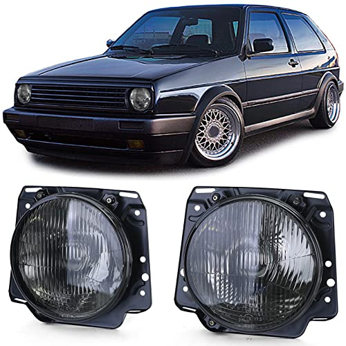 Tenzo-R Scheinwerfer H4 Schwarz Smoke geriffelt für VW Golf 2 83-91