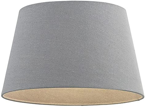 National Lighting Modern Lampshade Grey Linen Effect Fabric Lampshades - 8-Inch Tapered Light Shade - 40W 240V Incandescent or LED E14 Golf (Not Included)