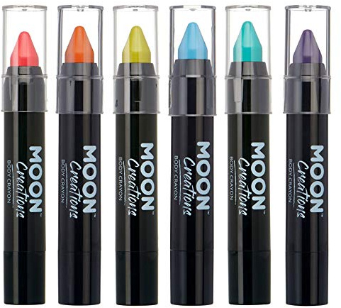 Moon Creations Gesichtsfarbesstift-Körperkreide, Brights-Set, 3,2 g, schweißfeste und wasserbeständige Gesichtsfarbe, tierversuchsfrei, für Kostüme, Feste, Halloween für Kinder, Erwachsene (grün)