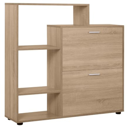 HOMCOM Zapatero de Madera con Estantería y Cubos de Entrada 101.5x25.5x98cm | Armario para Zapatos, para Pasillo, Organizador de Zapatos, Armario Multifuncional de Almacenamiento