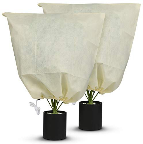 MIXC 2 Packs Plant Fleece Frost Protection Covers, 60X60 CM Garden Fleece Frost Protection, Frost Protection for Outdoor Plants Potted Fruit Trees