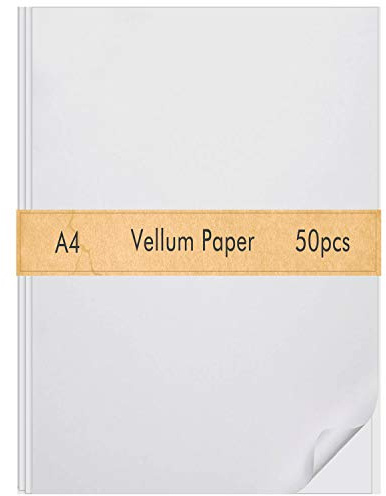 FEPITO 50 Sheets Vellum Paper 8.5 x 11 Inches Translucent Sketching and Tracing Paper Clear Paper for Sketching Tracing Drawing Animation