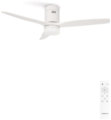 CREATE / WINDCALM/Ventilador de techo ABS con luz blanco con mando / 40W, Silencioso, Ø132 cm, 6 velocidades, 3 temperaturas de luz, temporizador, función verano-invierno