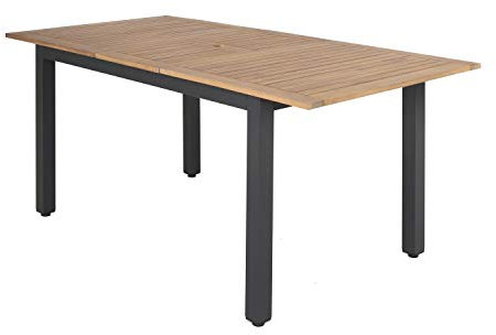 Ambientehome Ausziehtisch, Tischplatte aus FSC-zertifiziertem Akazienholz, Aluminiumgestell, 180-240 x 90 x 74-76,5 cm Tisch, schwarz