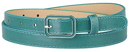 Allegra K Dünne Taillengürtel Rechteckige Dornschließe Skinny Ledergürtel Blau Fit waist 78-95cm/30.7-37.4