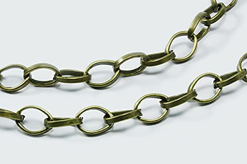 inwaria Metallkette 6 x 8 mm Ankerkette Kette Meterware Schmuckkette Gliederkette, 5 Meter, MK-33/1 (Bronzefarben, 5m)