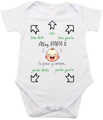 [1-3] Cadeau pour super futur papa body personnalise Tu Peux y Arriver/le Faire/bebe 0-3 mois annonce grossesse naissance baby shower kit de survie Marraine Parrain Bapteme Original