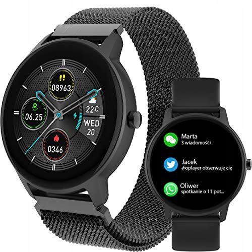 FOREVER Smartwatch Uhr Sport Armband SB-325 Bluetooth, Musiksteuerung, Schrittzähler etc. IP67, Fitnessuhr, Pulsometer Slim (schwarz)