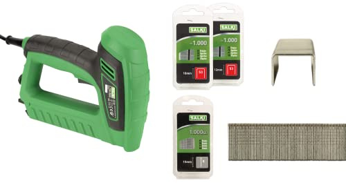 SALKI Pack Heftgerät TSK DUAL + Heftklammern 53-10mm, 53-12mm + Brad 8-15mm - Doppelfunktionsnagler mit Kraftregler