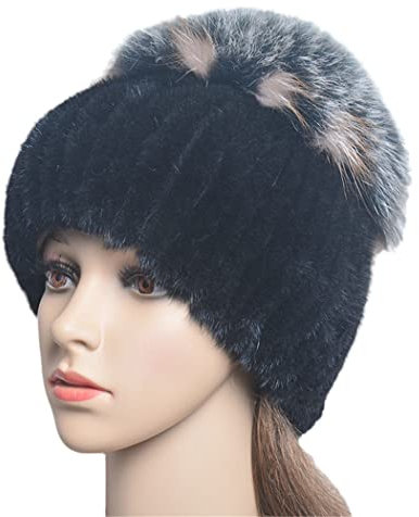 keusyoi Pelzmützen für Frauen Fellmütze mit Luxus Big Pompon Fell Beanies Winter Damen Mütze Damen Hüte