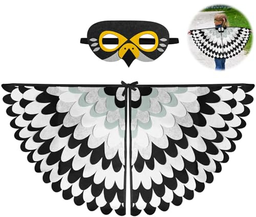 Hpbaggy Disfraz de alas de pájaro para niños con máscara de fieltro | Disfraz de alas de pájaro para niños con máscara de fieltro