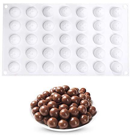 duoyif Schokoladenformen Kugelform Silikonform 35 Löcher Ø 2cm Schokoladenformen Kugel Pralinenform Kugel Silikonform Für Diy Schokoladen Kugeln Kuchen Gelee Bonbons Dome-Mousse (weiß, Ø2cm)