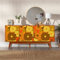 funlife Papier peint autocollant en vinyle pour salon, chambre à coucher, décoration murale en vinyle, fleur orange rétro