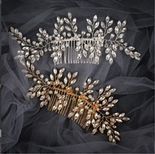 RUVOO Haarkamm Braut Haar Kamm Hochzeit Hochzeit Haarkamm Braut Stirnband Gold Haarschmuck Blume Braut Hochzeit Haarband Damen Kamm Braut Haarschmuck (Blue : Silver, Size : One Size)