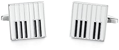Manschettenknöpfe mit Musik – Originelle Manschettenknöpfe für Band, Choral, Orchester, Verkauf als Paar – Zubehör für Kostüme, Hemd und Anzugjacke, Smoking, Klavier, One size