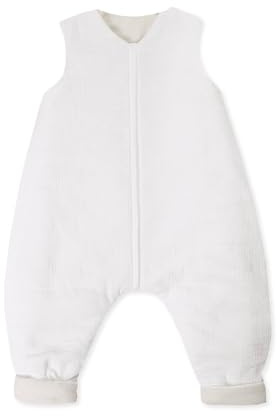 Julius Zöllner Schlafoverall Jumper gefüttert Musselin, warme Füllung 2,5 TOG, waschbar bei 40°C, Made in Germany, Oeko TEX Standard 100, Ivory, Gr. 80