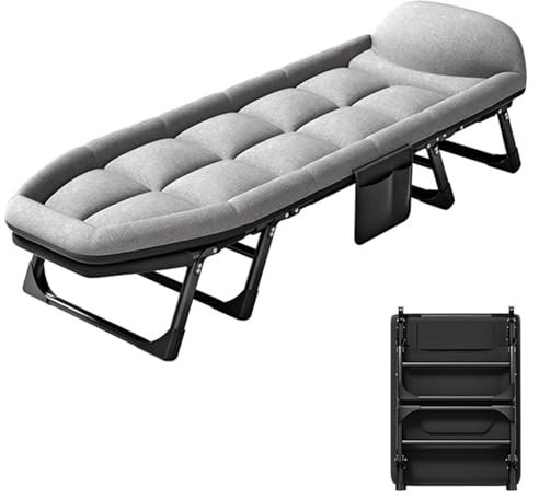 YVYKFZD Campingbett Feldbett für Erwachsene, 6-Fach Feldbett Klappbar, tragbare Campingliege mit bequemem Kissen, Seitentaschen, unterstützt 264,5 lbs (Size : 200x70x40cm)