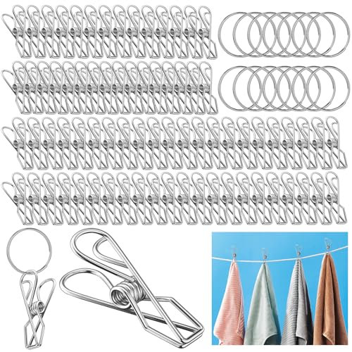 VEPEPE 70 Stück Wäscheklammern Edelstahl, Stabil Silber mit 15 Edelstahlkreisen, Edelstahl Wäscheklammern Metall für Handtuch Kleidung, Socken, Clothesline, Camping, Papierdateien